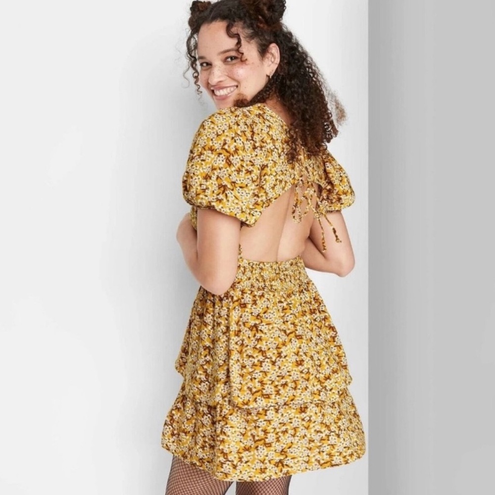 Open Back Lace up Mini Dress